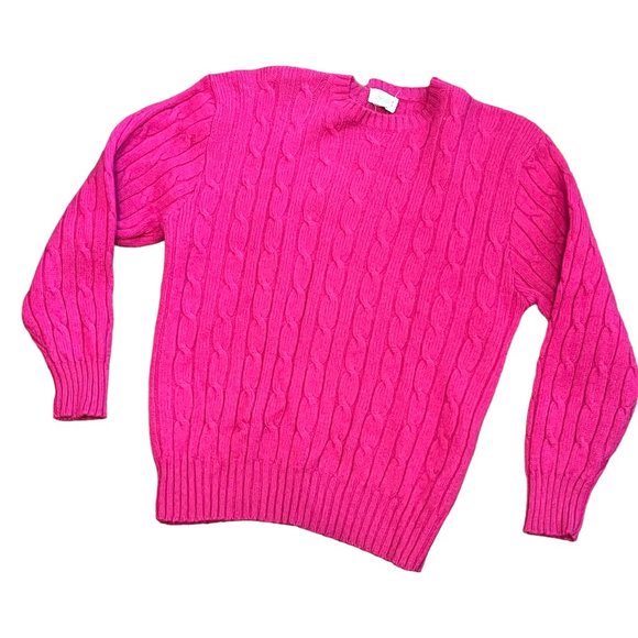 Eaton Select Sweaters - Vintage 1980s Eaton Select Pink Cable Knit Wool Sweater, size L